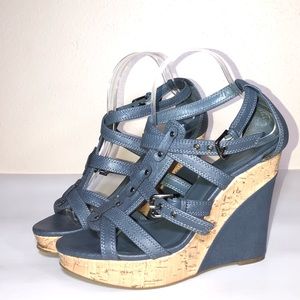 Jasmin Blue Wedge Sandals Sz 8